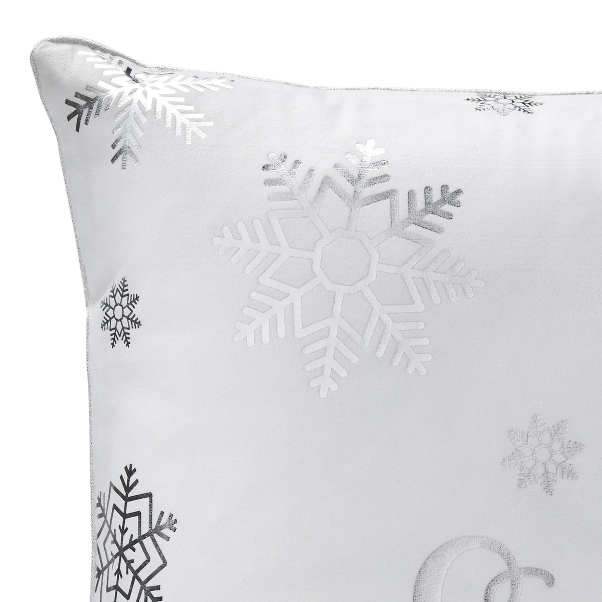 Let It Snow Silver Velvet Christmas Cushion