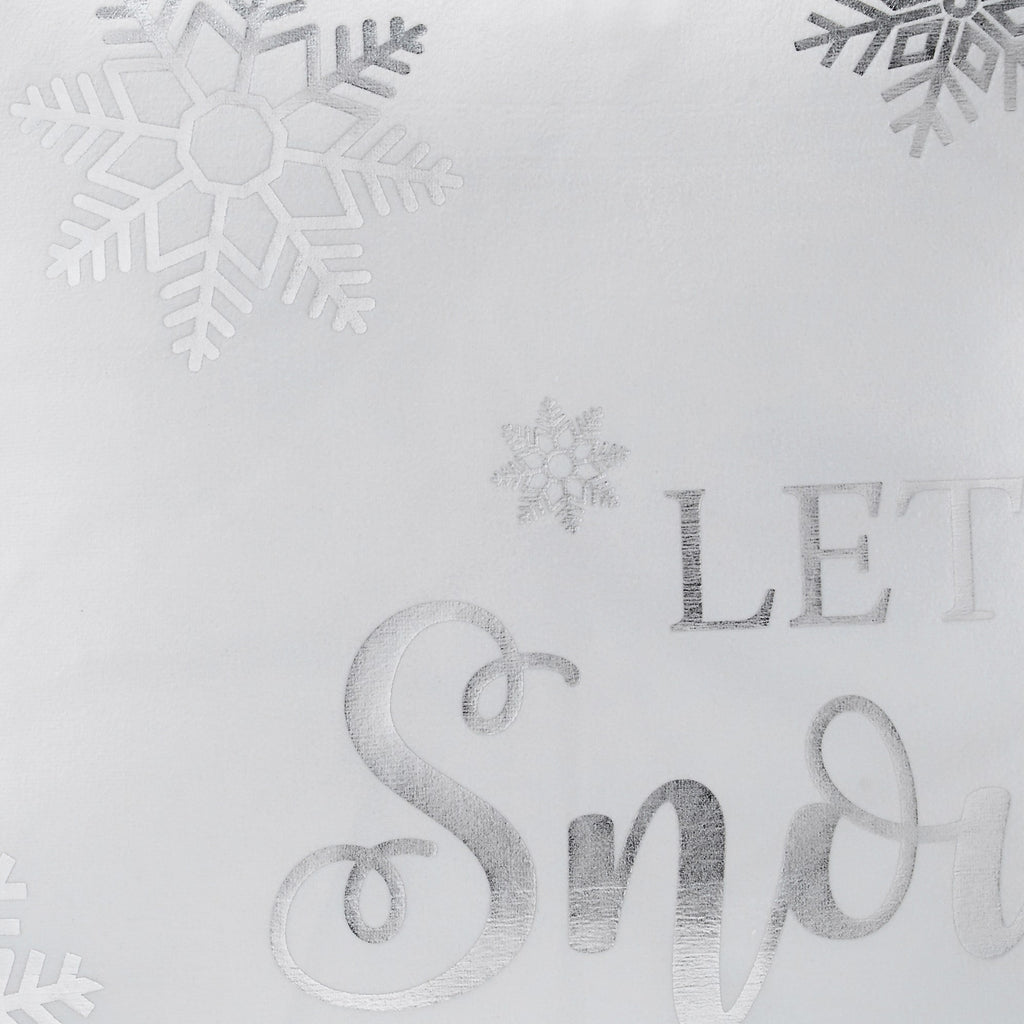 Let It Snow Silver Velvet Christmas Cushion