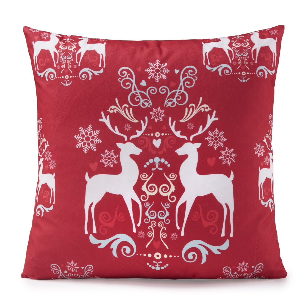 Reindeer Red Velvet Christmas Cushion