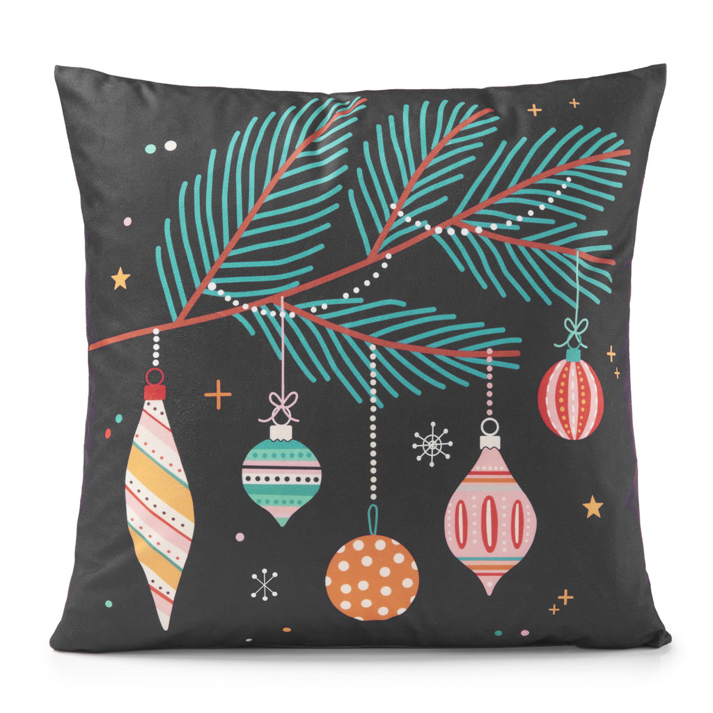 Baubles Velvet Christmas Cushion