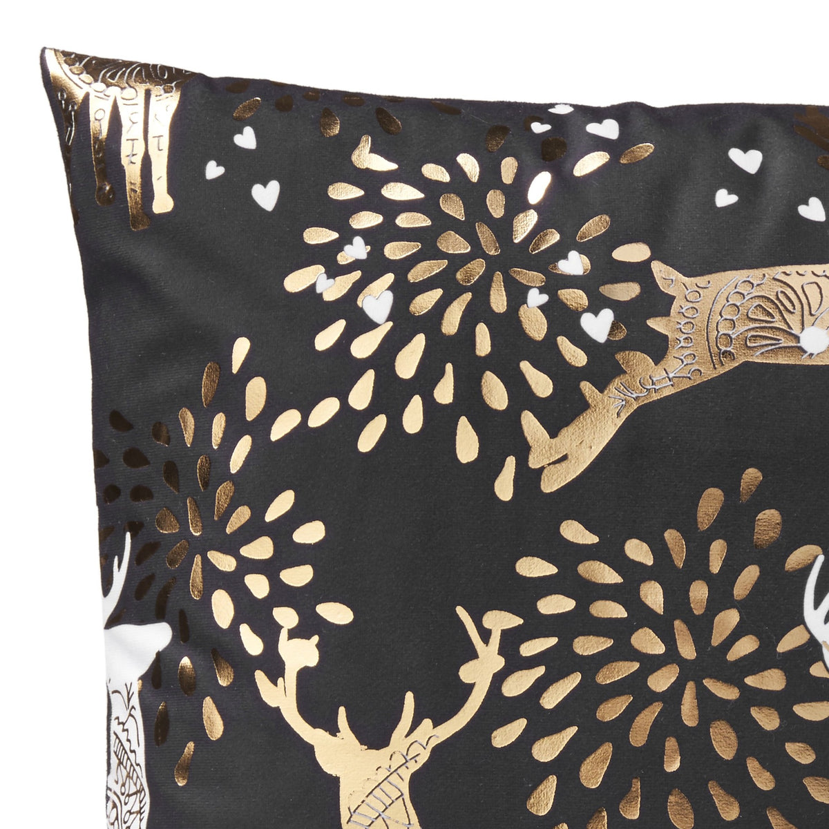 Reindeer Gold Velvet Christmas Cushion
