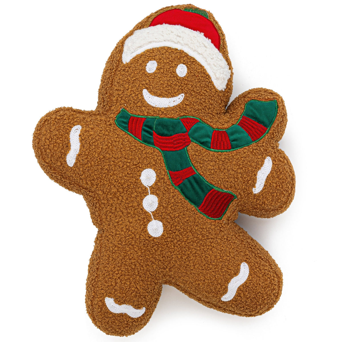 Gingerbread Man Sherpa Fleece Shaped Christmas Cushion 50 x 40cm