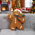Gingerbread Man Sherpa Fleece Shaped Christmas Cushion 50 x 40cm