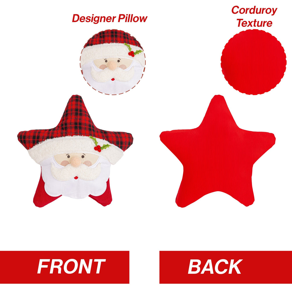 Santa Star Shaped Christmas Cushion 45 x 45cm