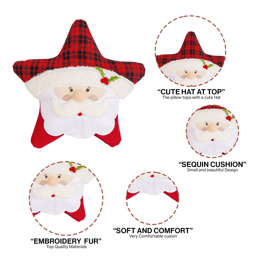 Santa Star Shaped Christmas Cushion 45 x 45cm