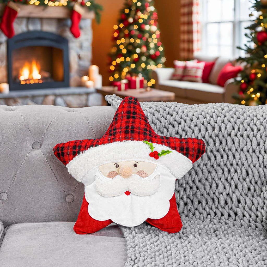 Santa Star Shaped Christmas Cushion 45 x 45cm