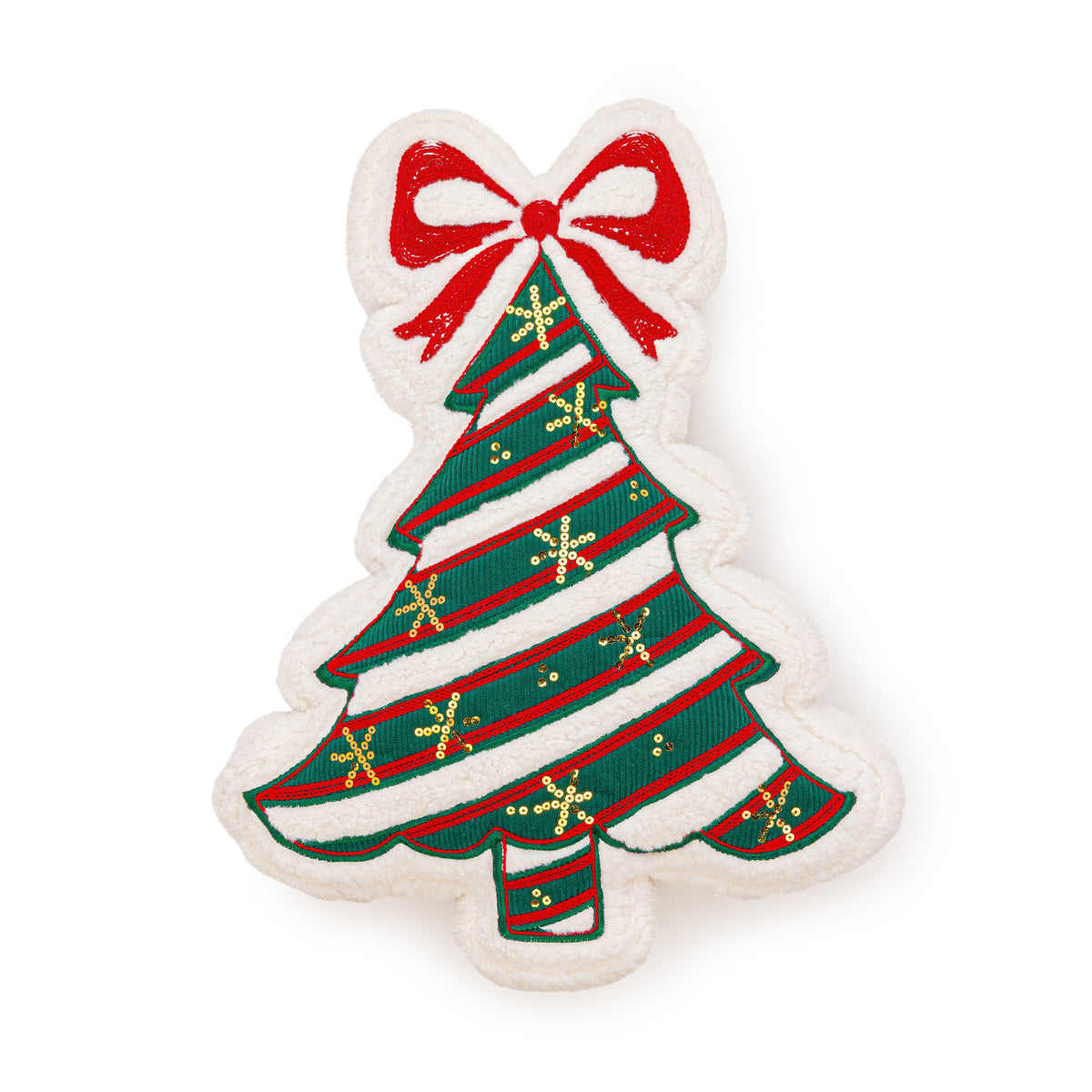 Christmas Tree Embroidered Shaped Cushion 50 x 40cm