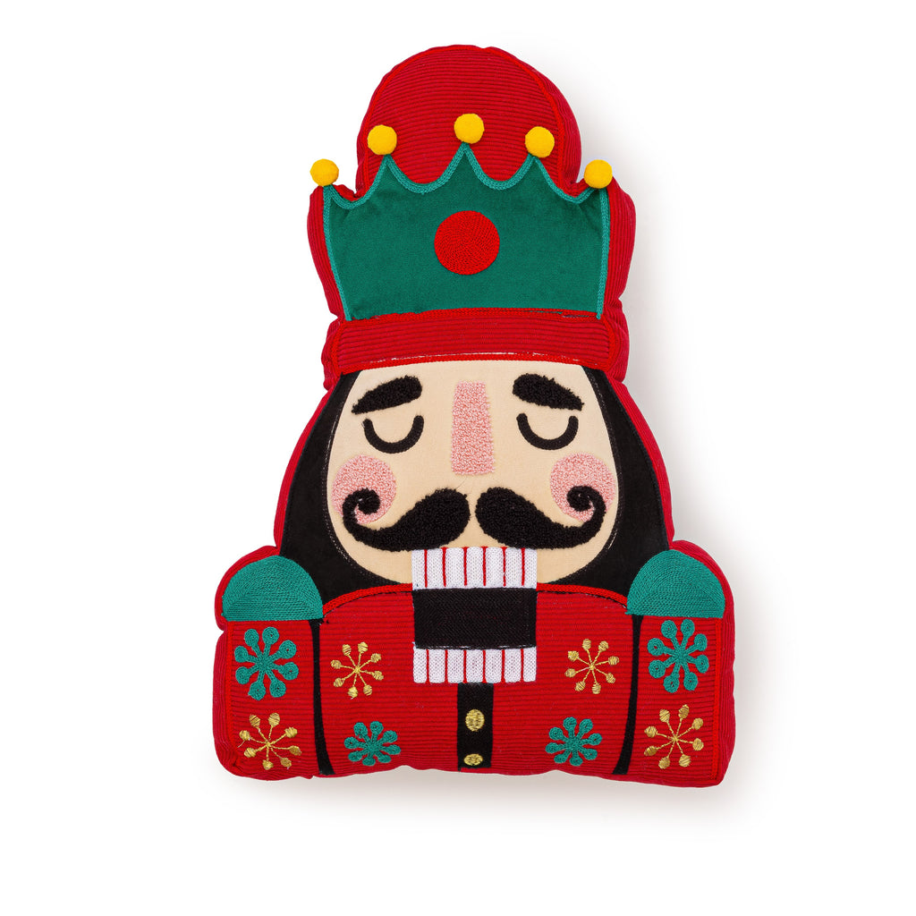 Nutcracker Embroidered Shaped Christmas Cushion