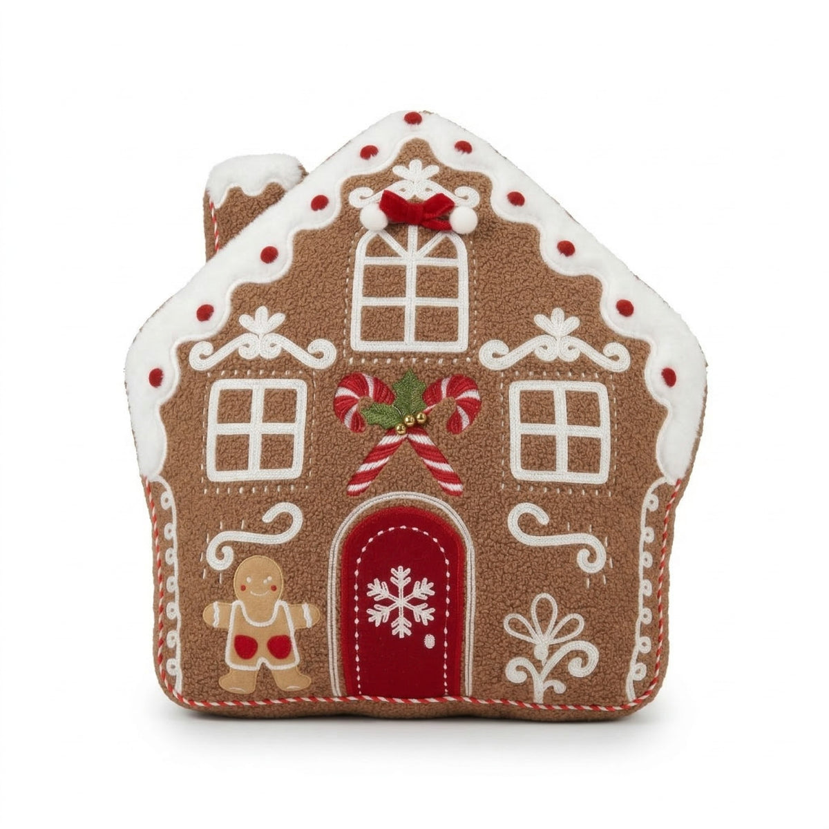 Gingerbread House Shaped Christmas Cushion 50 x 40cm