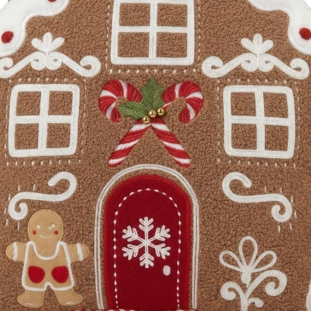Gingerbread House Shaped Christmas Cushion 50 x 40cm