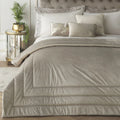 Laurence Llewelyn-Bowen Chic Velvet Quilted Bedspread in Oyster 150 x 220cm