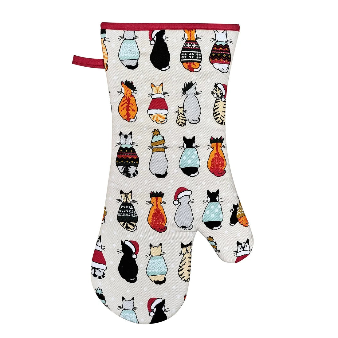Ulster Weavers Cats in Waiting Christmas Gauntlet Oven Glove in Red