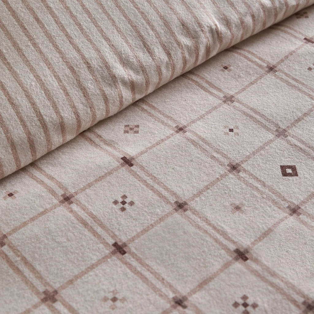 Dreams & Drapes Cottage Check Duvet Cover Set in Natural