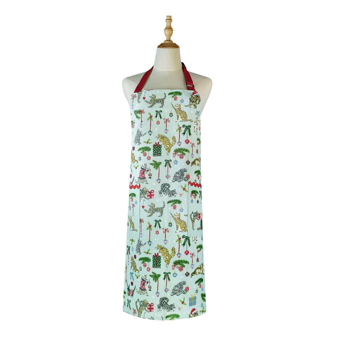 Ulster Weavers Christmas Cats Cotton Apron in Seafoam Green