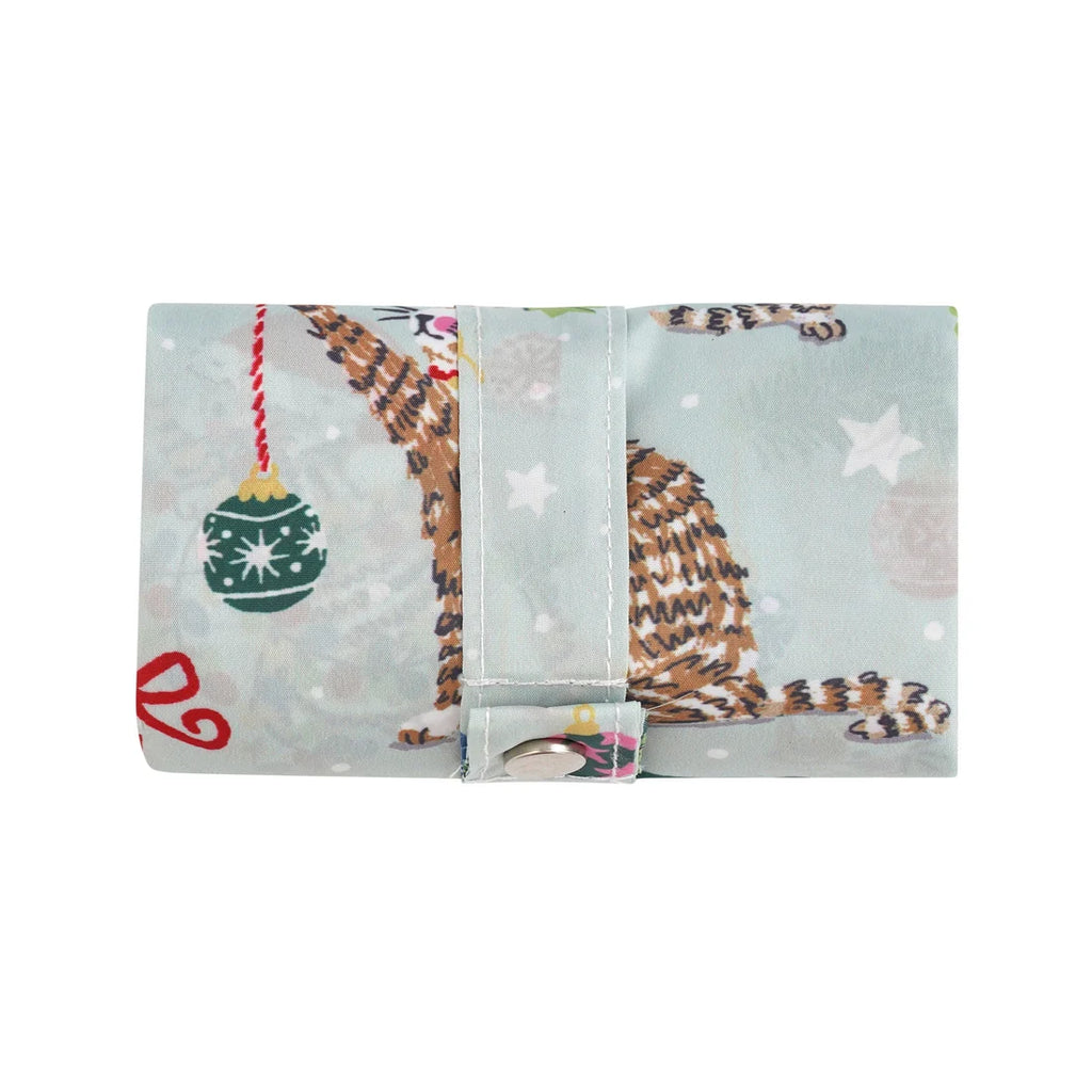 Ulster Weavers Christmas Cats Foldable Tote Bag in Seafoam Green
