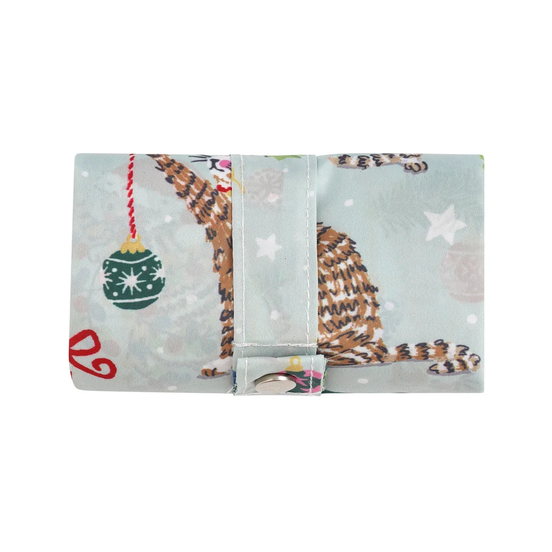 Ulster Weavers Christmas Cats Foldable Tote Bag in Seafoam Green