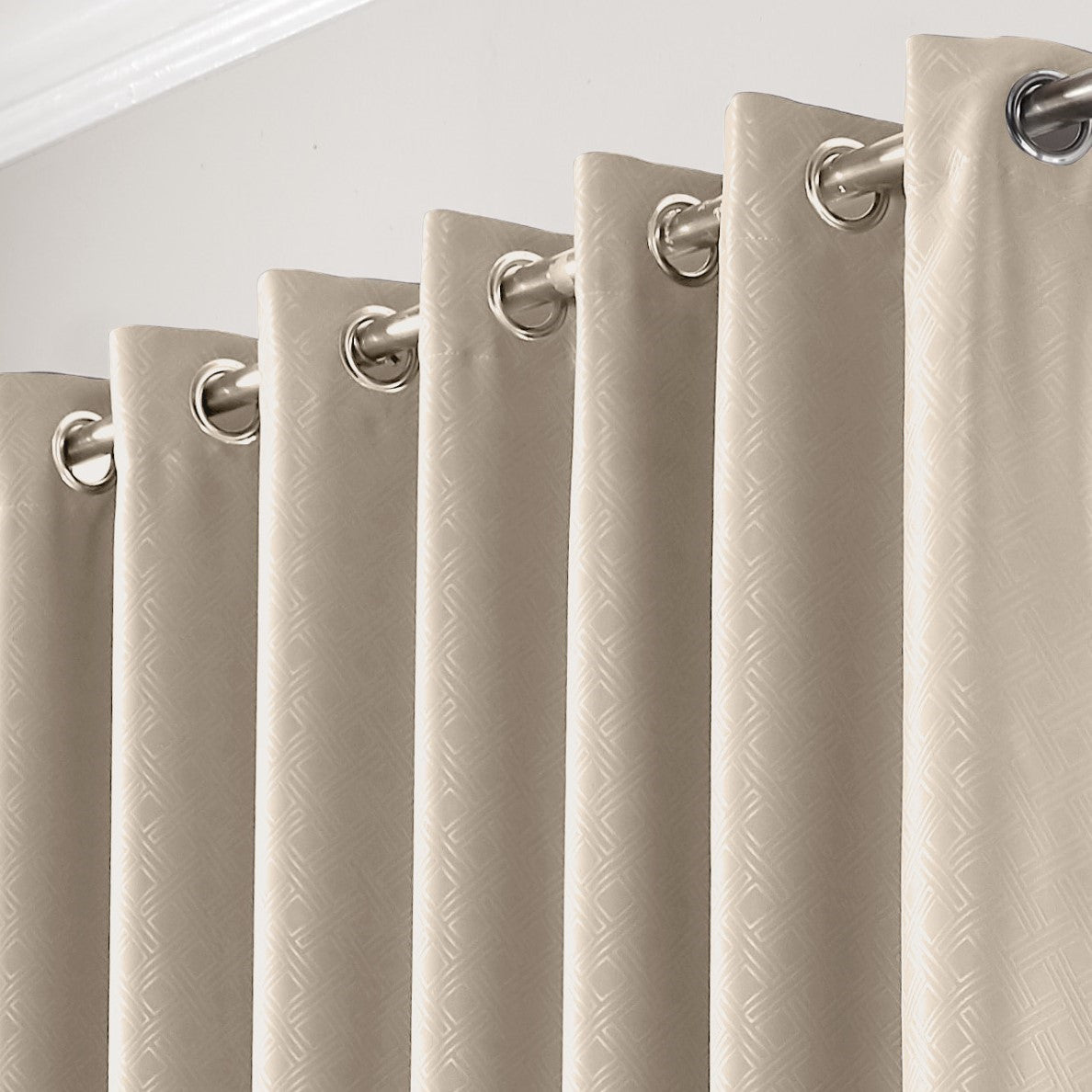 Diamond Geometric Blackout Eyelet Curtains in Cream