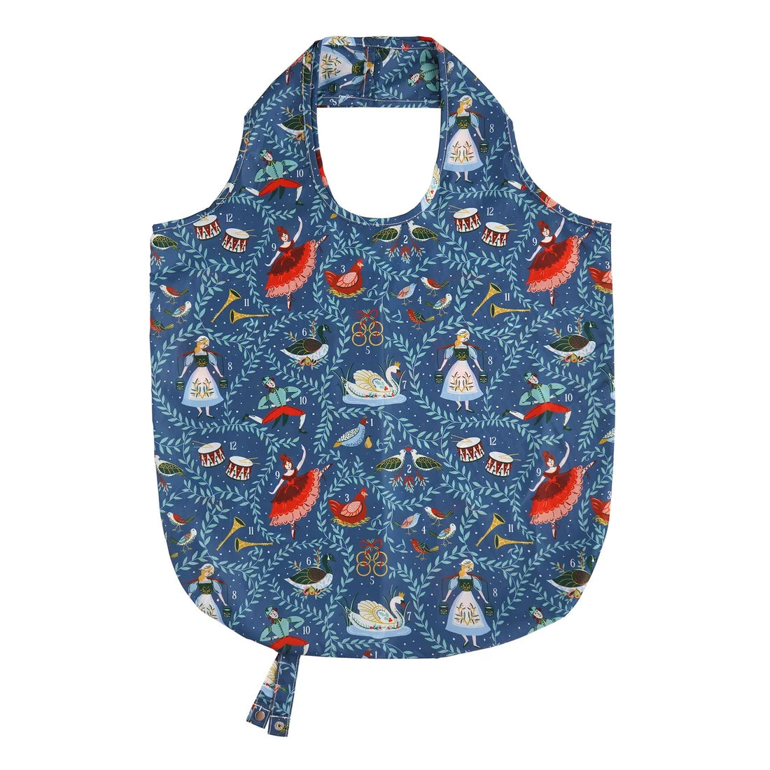 Ulster Weavers 12 Days of Christmas Foldable Tote Bag Medium in Blue