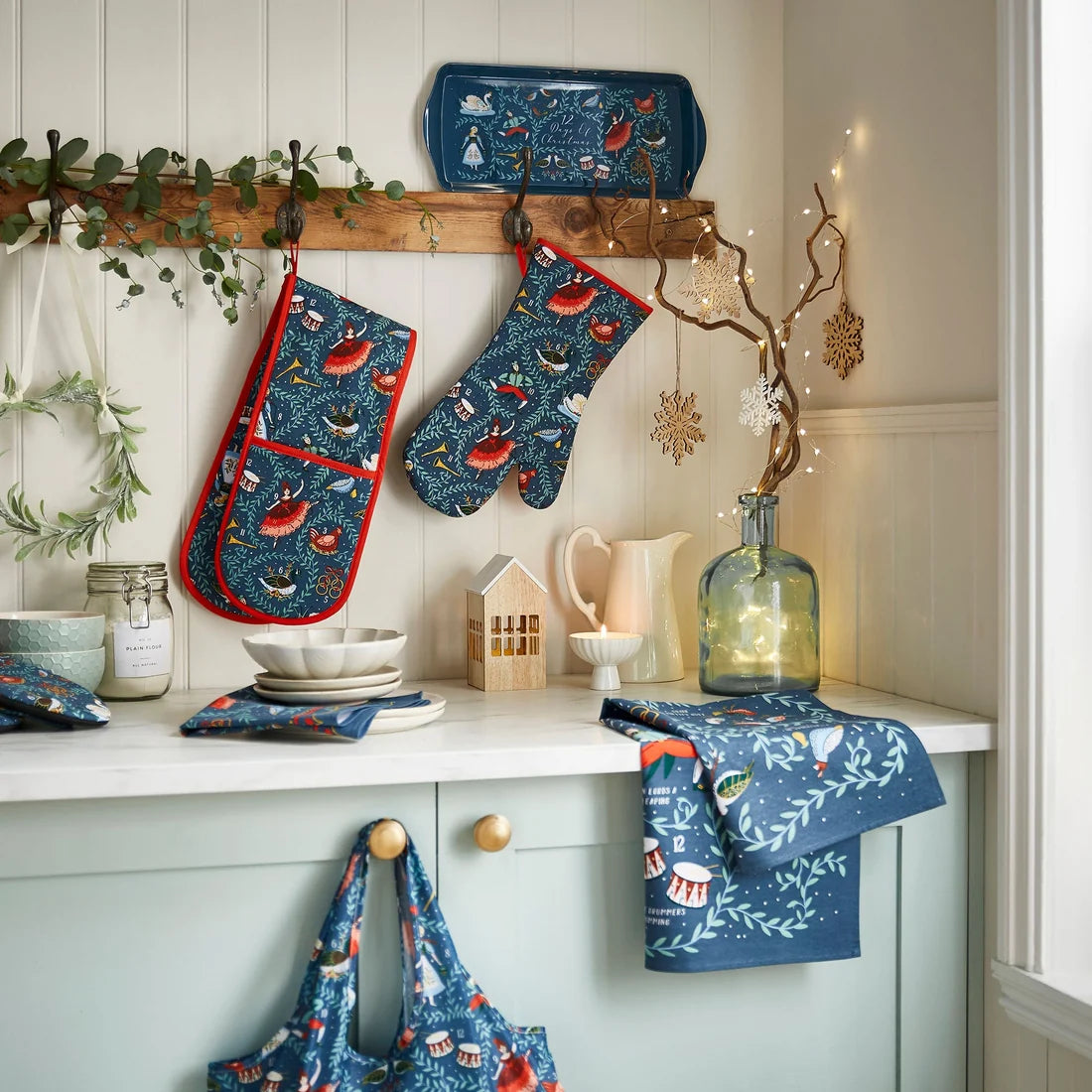 Ulster Weavers 12 Days of Christmas Cotton Apron in Blue