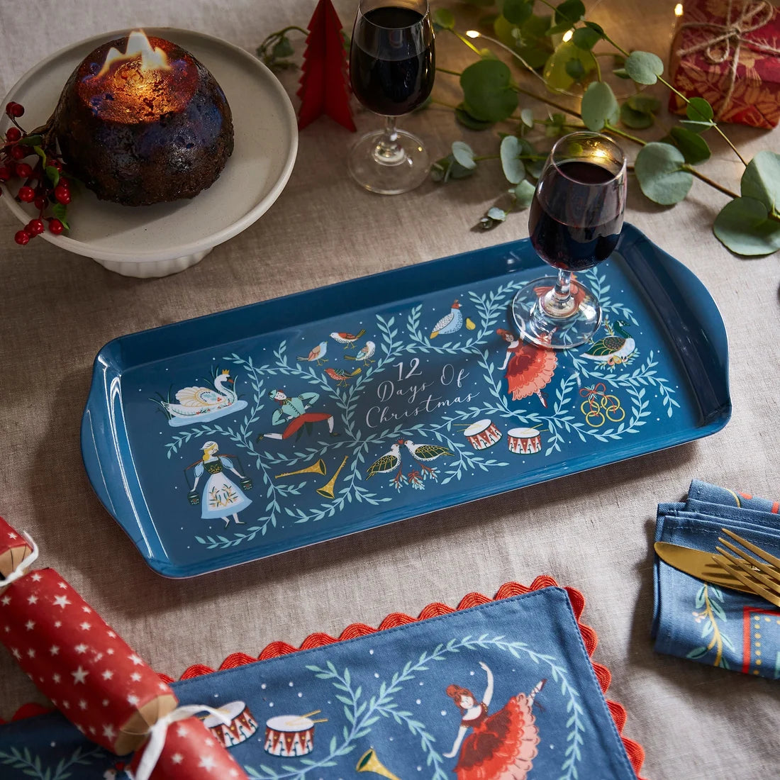 Ulster Weavers 12 Days of Christmas Small Serving Tray in Blue