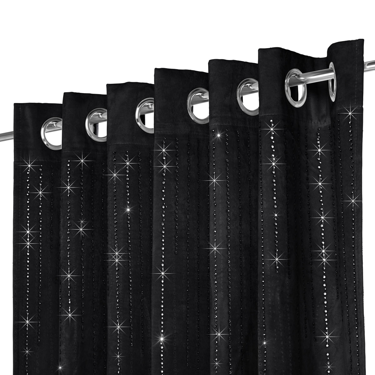 Diamondo Velvet Thermal Blackout Eyelet Curtains in Black