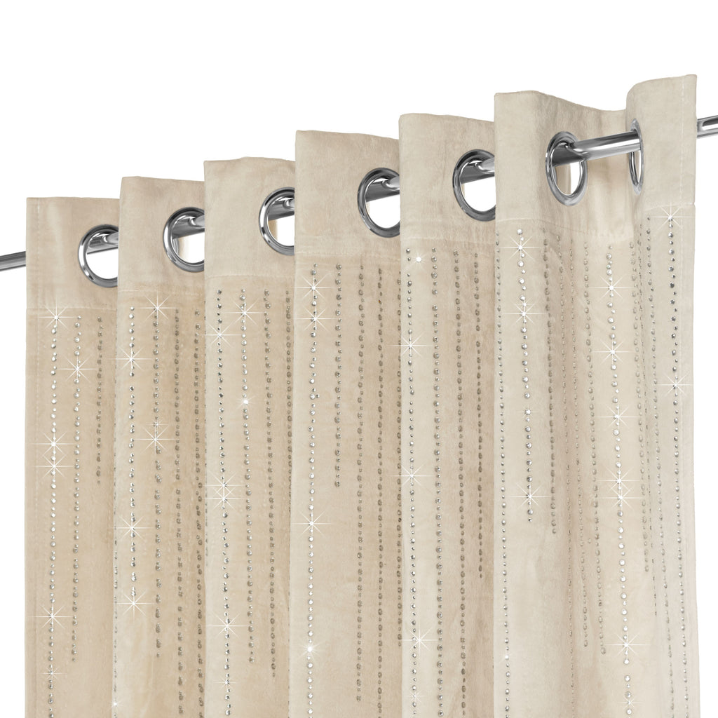 Diamondo Velvet Thermal Blackout Eyelet Curtains in Cream
