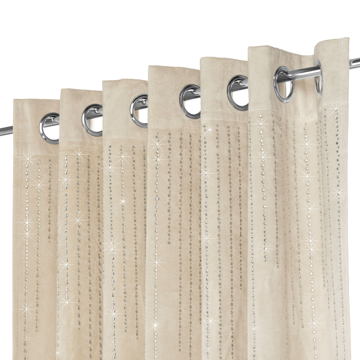 Diamondo Velvet Thermal Blackout Eyelet Curtains in Cream