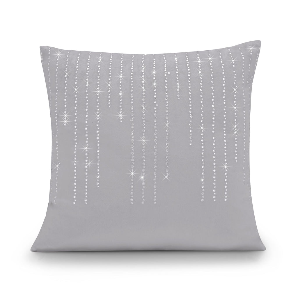 Diamondo Velvet Filled Cushion in Silver 45 x 45cm