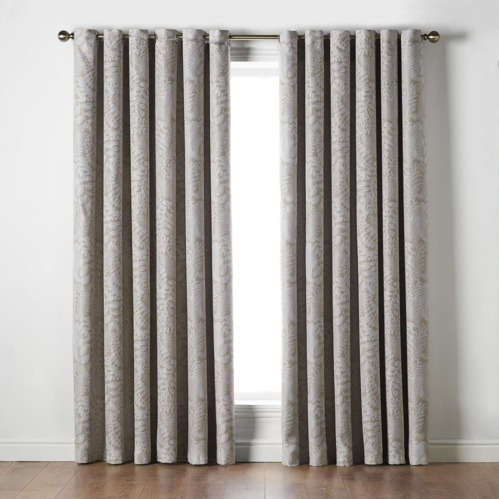 Ferndown Botanical Blackout Eyelet Curtains in Cream