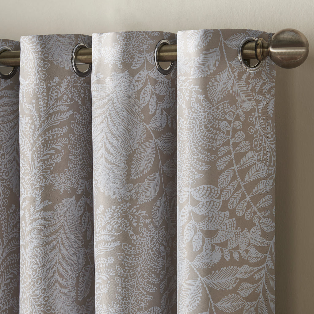 Ferndown Botanical Blackout Eyelet Curtains in Cream