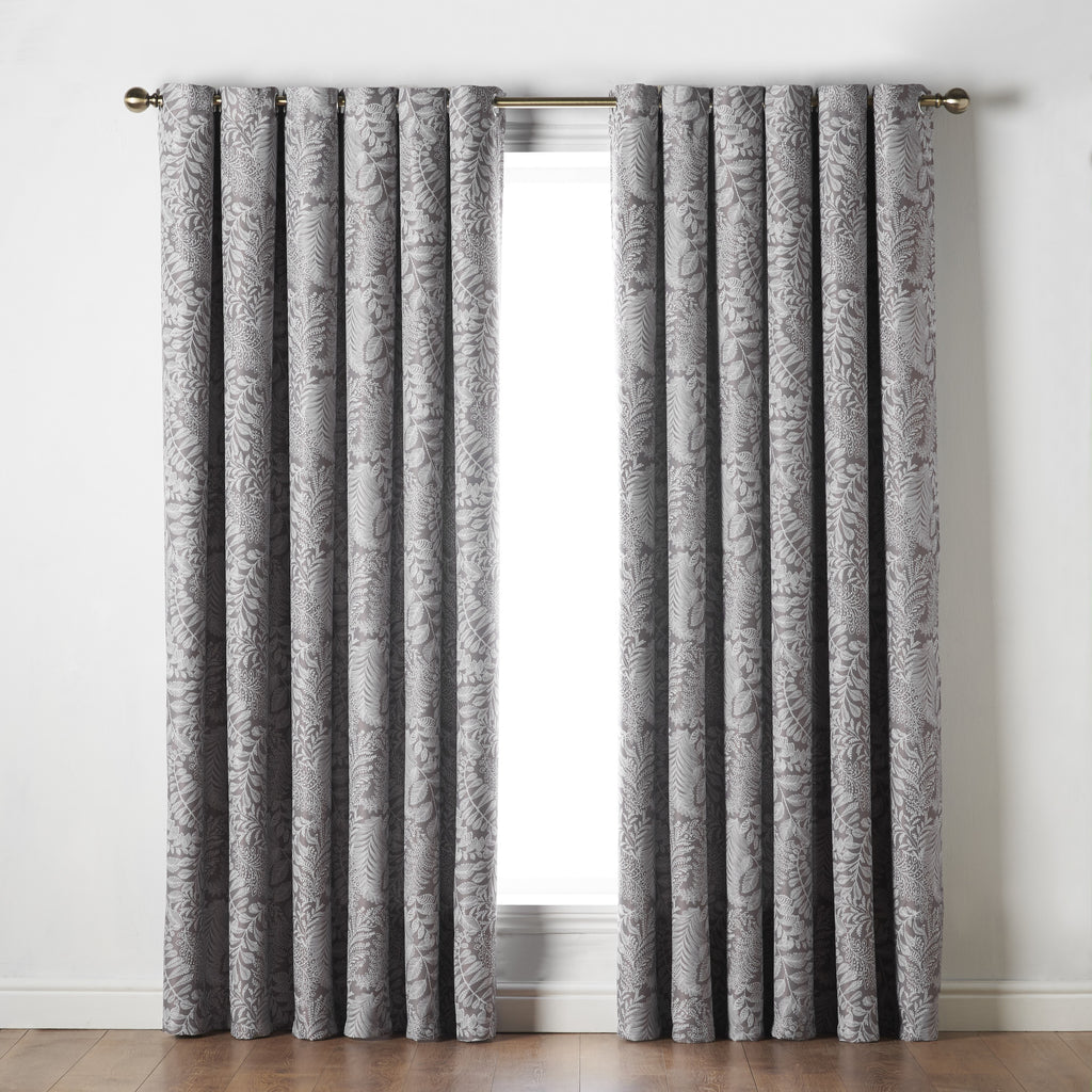 Ferndown Botanical Blackout Eyelet Curtains in Latte