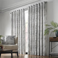 Fiji Floral Leaf Jacquard Lined Eyelet Curtains in Silver
