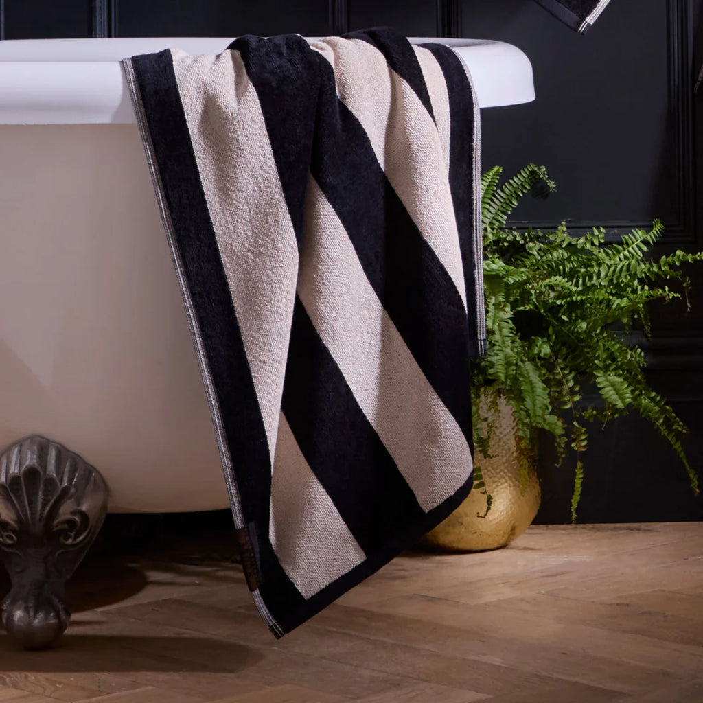 Laurence Llewelyn-Bowen Festivo Stripe 100% Cotton Towels in Black