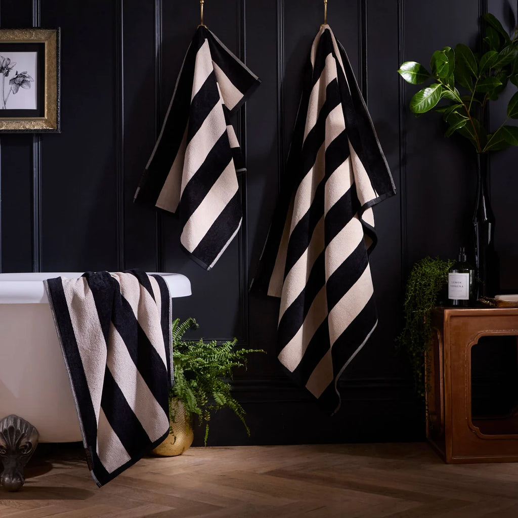 Laurence Llewelyn-Bowen Festivo Stripe 100% Cotton Towels in Black