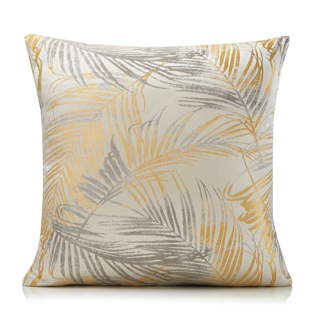 Fiji Floral Leaf Jacquard Filled Cushion in Ochre