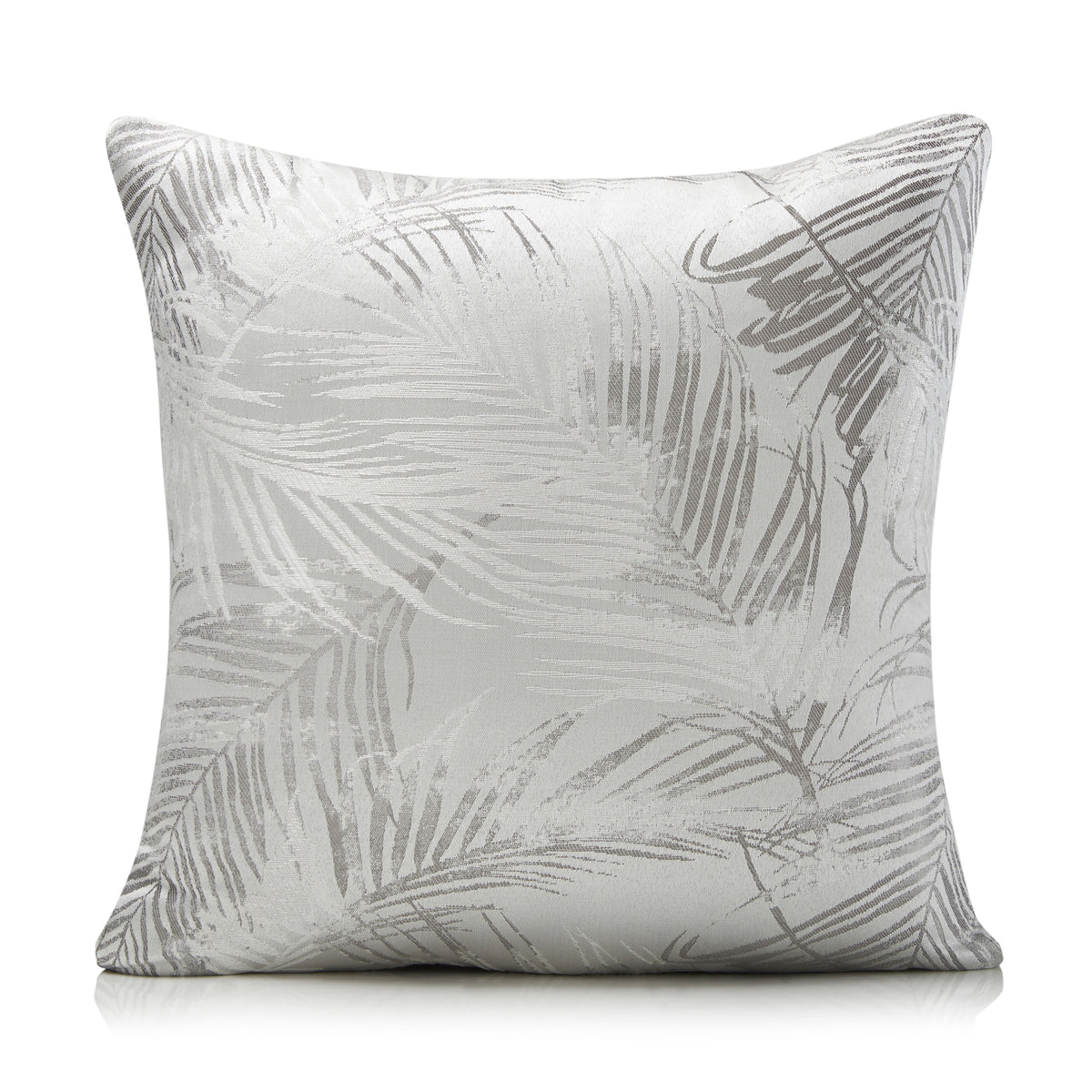 Fiji Floral Leaf Jacquard Filled Cushion in Silver