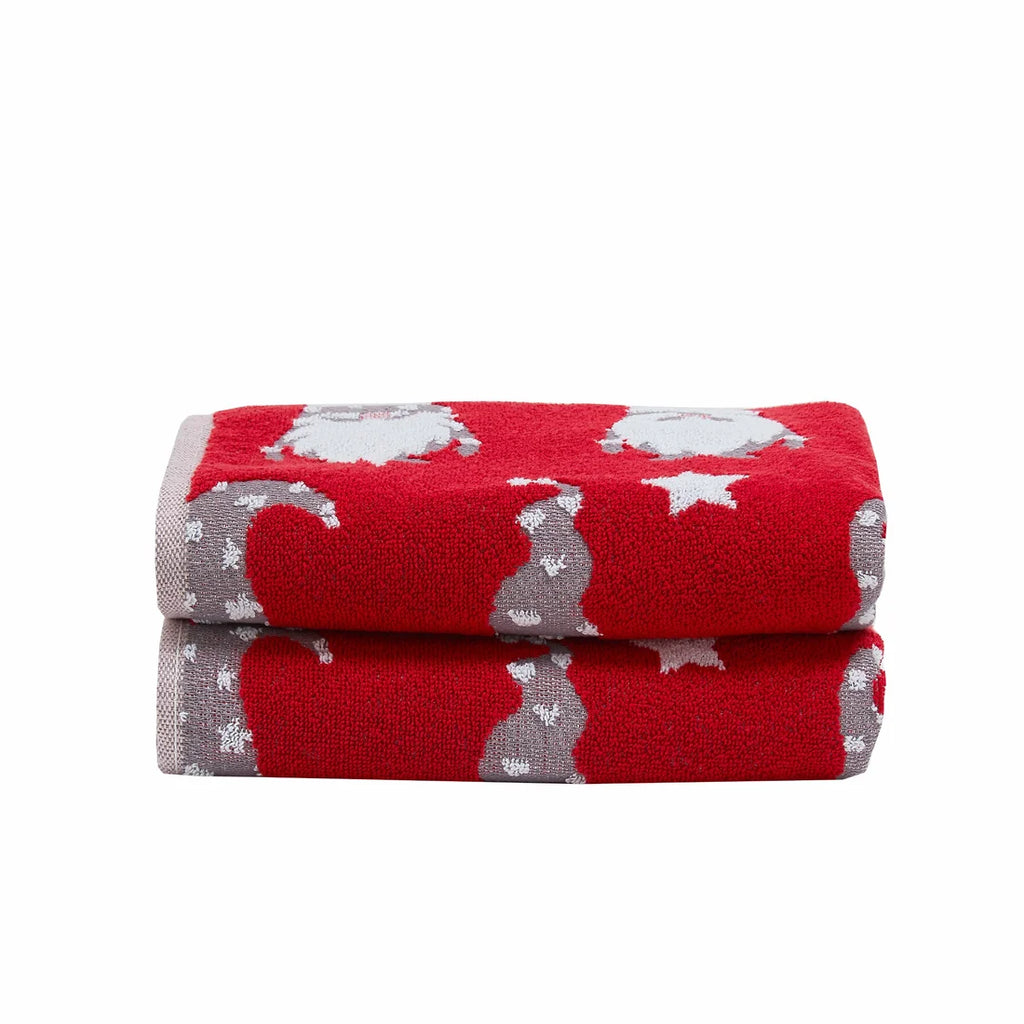 Fusion Gonks Christmas Luxury Cotton Hand Towels 2 Pack in Multicolour 50 x 90cm