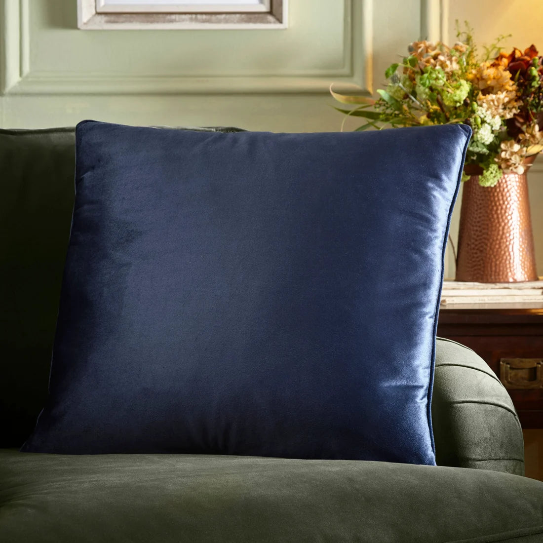 Appletree Harlan Velvet Cushion in Navy 55 x 55cm