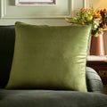 Appletree Harlan Velvet Cushion in Olive 55 x 55cm