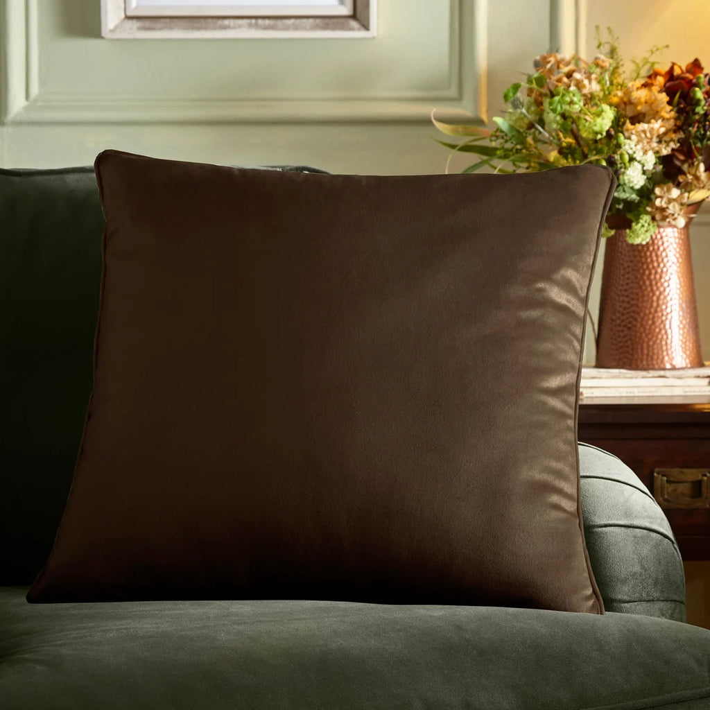 Appletree Harlan Velvet Cushion in Chocolate 55 x 55cm