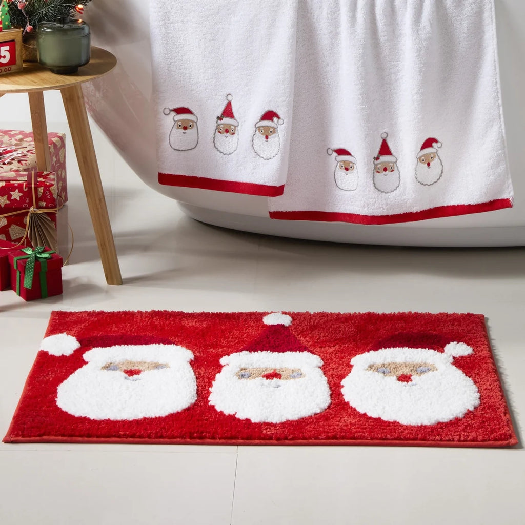Bedlam Jolly Santa Christmas Bath Mat in Red 50 x 80cm