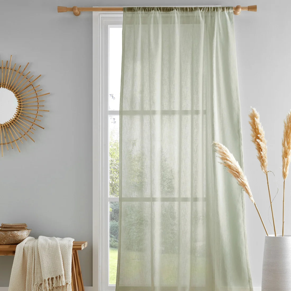 Drift Home Kayla Voile Curtain Panel in Green