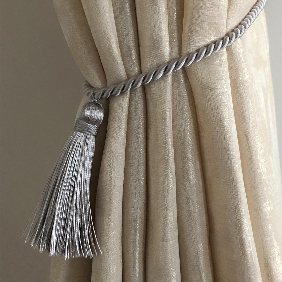 Laura Silver Rope Tassel Curtain Tie Back