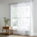 Appletree Leaf Embroidery Voile Curtain Panel in White