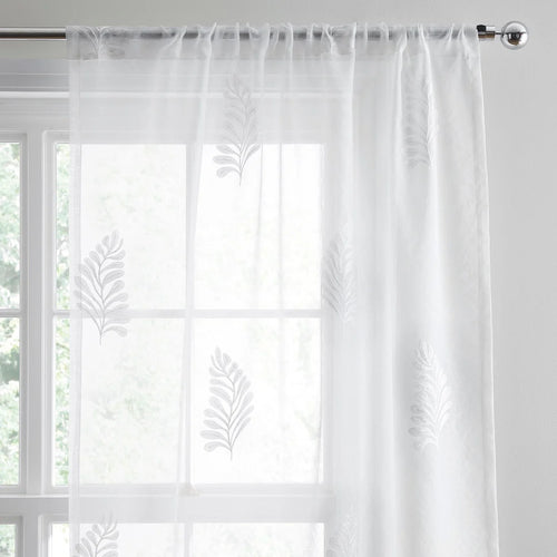 Appletree Leaf Embroidery Voile Curtain Panel in White