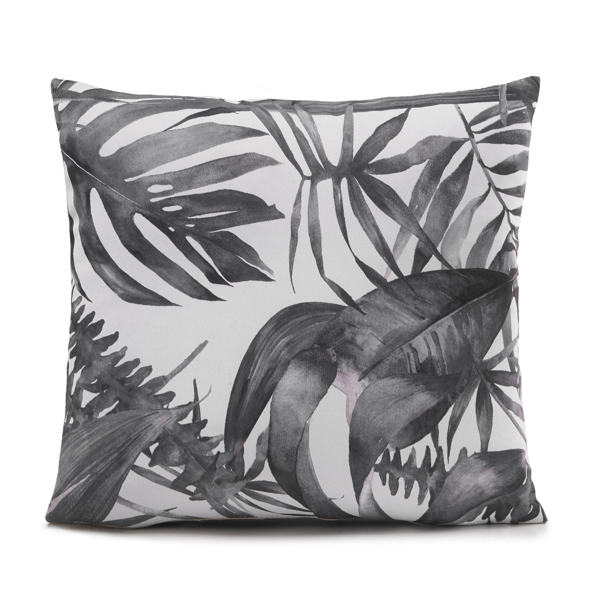 Malay Tropical Palm Leaf Filled Cushion in Charcoal 45 x 45cm