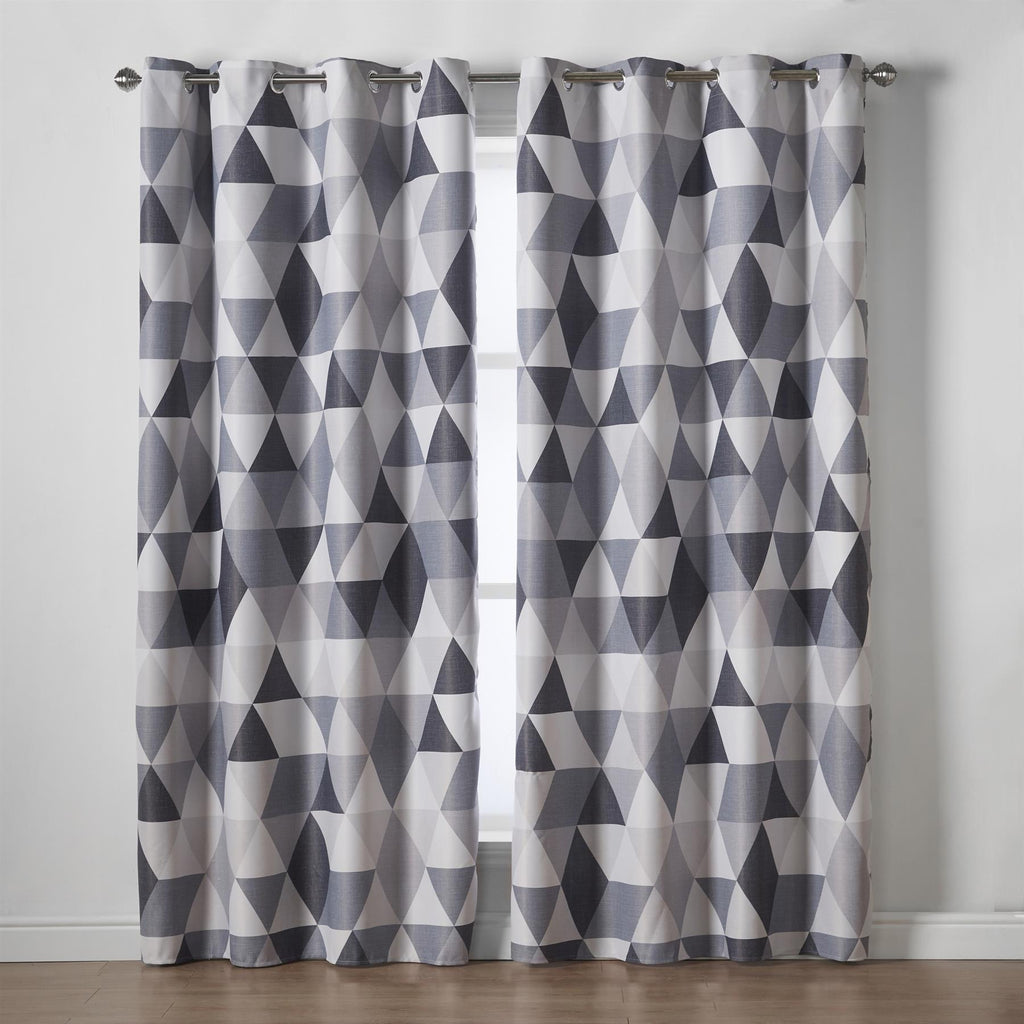 Malmo Geometric Blackout Eyelet Curtains in Charcoal