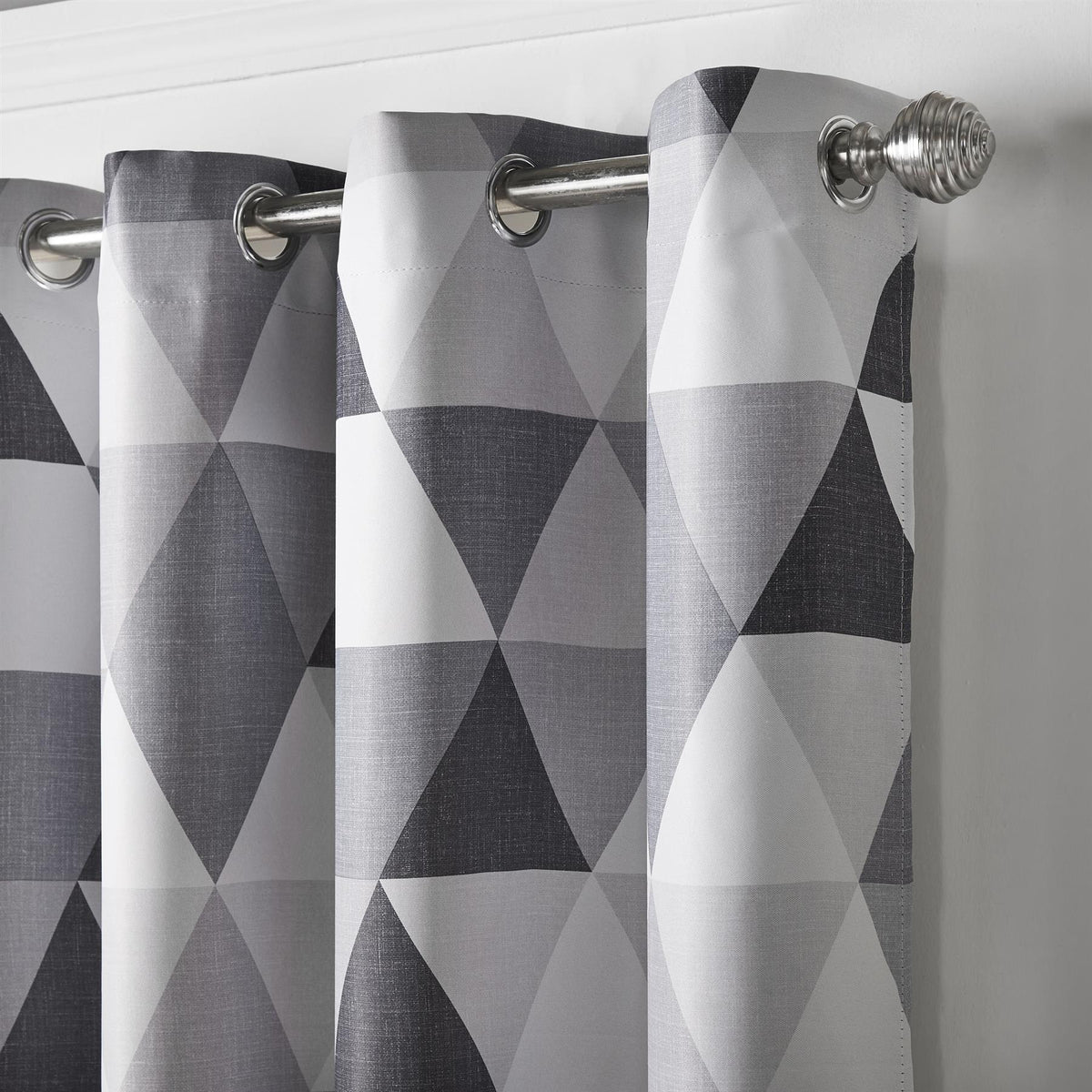 Malmo Geometric Blackout Eyelet Curtains in Charcoal