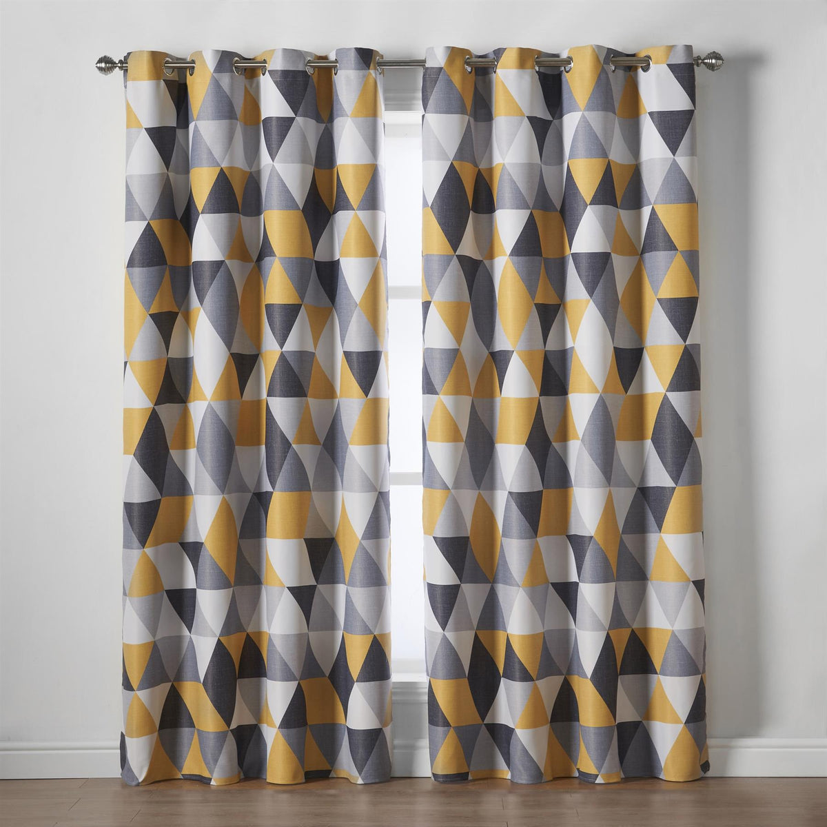 Malmo Geometric Blackout Eyelet Curtains in Ochre