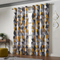 Malmo Geometric Blackout Eyelet Curtains in Ochre